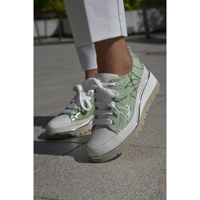 Alexandra bézs-zöld cipő