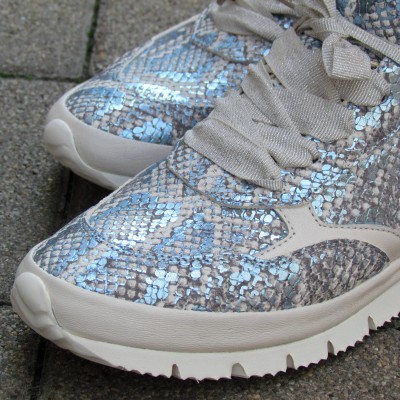 Alexandra kék-ezüst fűzős cipő