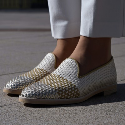 Pertini arany-bézs fonott cipő