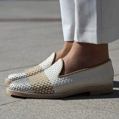 Pertini arany-bézs fonott cipő