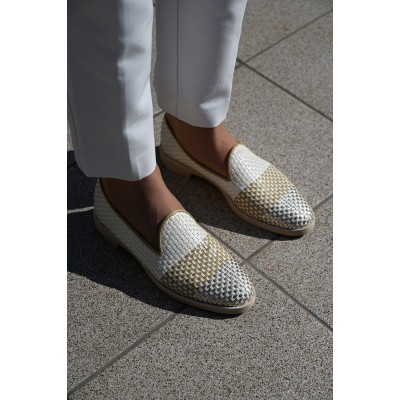 Pertini arany-bézs fonott cipő