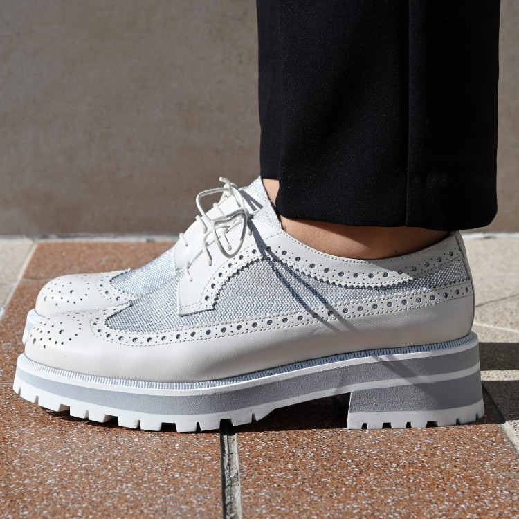 Pertini krém-ezüst fűzős cipő