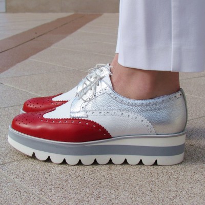 Pertini piros-fehér fűzős cipő